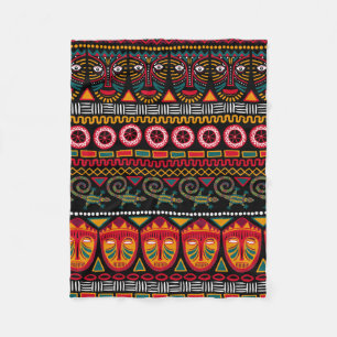 Decorative pattern on a black background in Africa Fleece Blanket