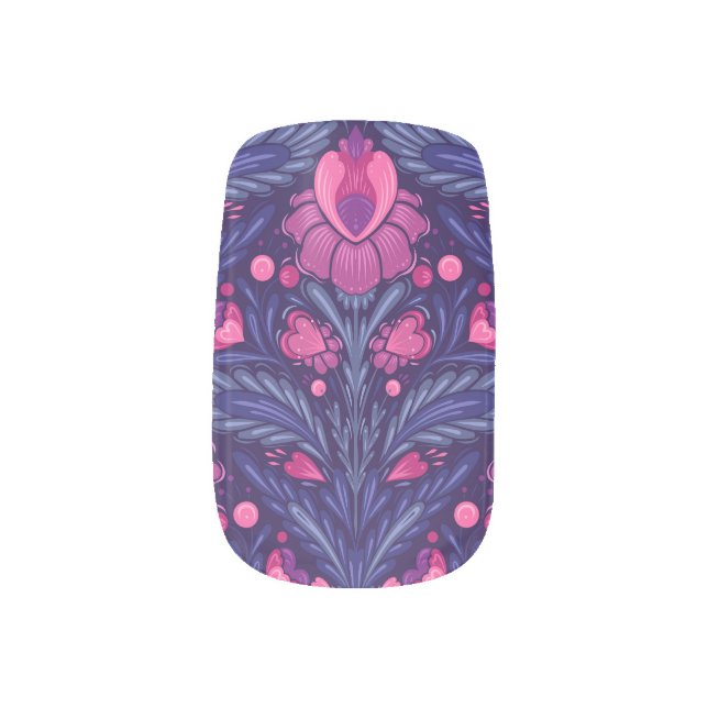 Decorative pattern with hearts minx nail art (Left Thumb)