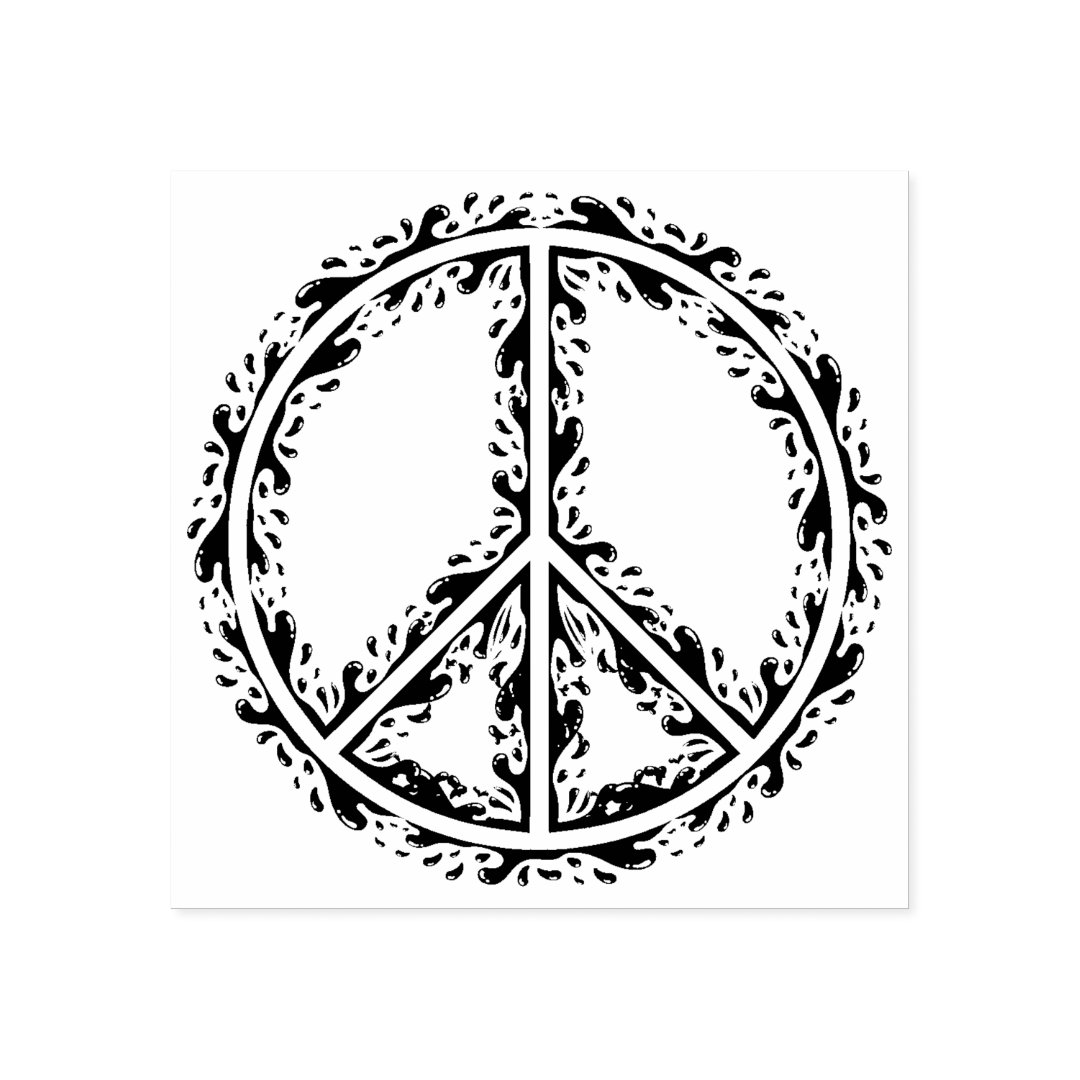 Decorative Peace Sign Rubber Stamp | Zazzle