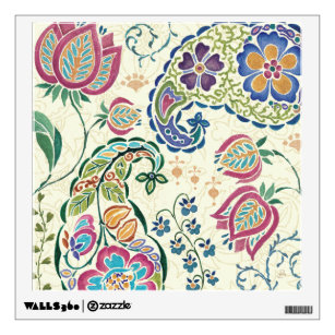 Decorative Peacock and Colorful Flowers Wall Sticker