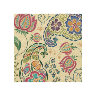 Decorative Peacock and Colorful Flowers Wood Wall Art