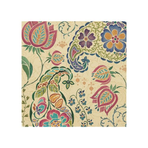 Decorative Peacock and Colorful Flowers Wood Wall Art