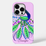 Decorative Peacock and Custom Name Case-Mate iPhone 14 Pro Case