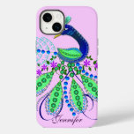 Decorative Peacock and Custom Name Case-Mate iPhone 14 Plus Case