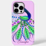 Decorative Peacock and Custom Name Case-Mate iPhone 14 Pro Max Case