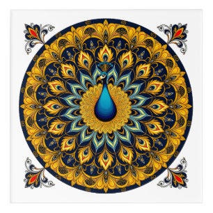 Decorative peacock bird on white acrylic print
