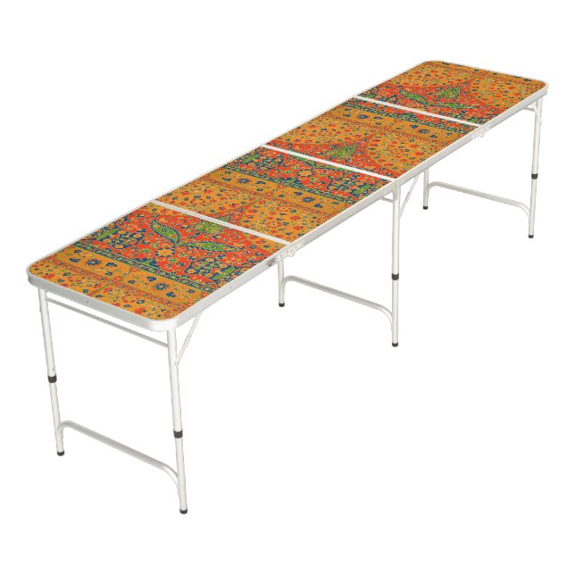 Decorative Persian Floral Print Beer Pong Table (Angled)