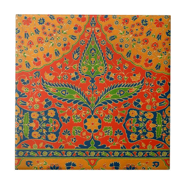 Decorative Persian Floral Print Ceramic Tile (Front)