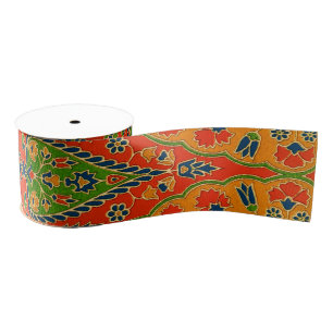 Decorative Persian Floral Print Grosgrain Ribbon