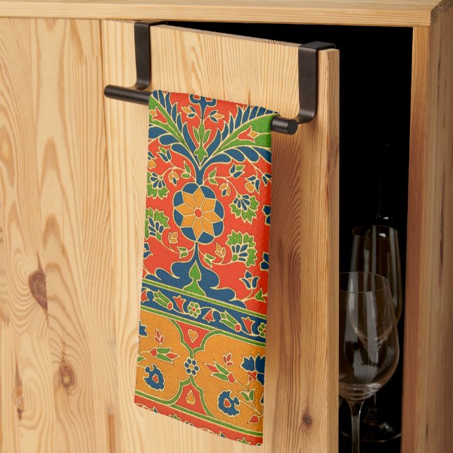 Decorative Persian Floral Print Kitchen Towel (Thirds Fold)