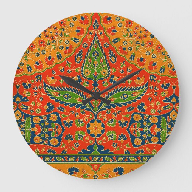 Decorative Persian Floral Print Large Clock (Front)