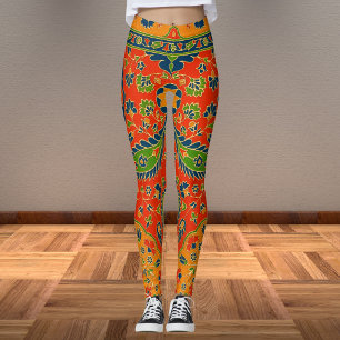 Decorative Persian Floral Print Leggings