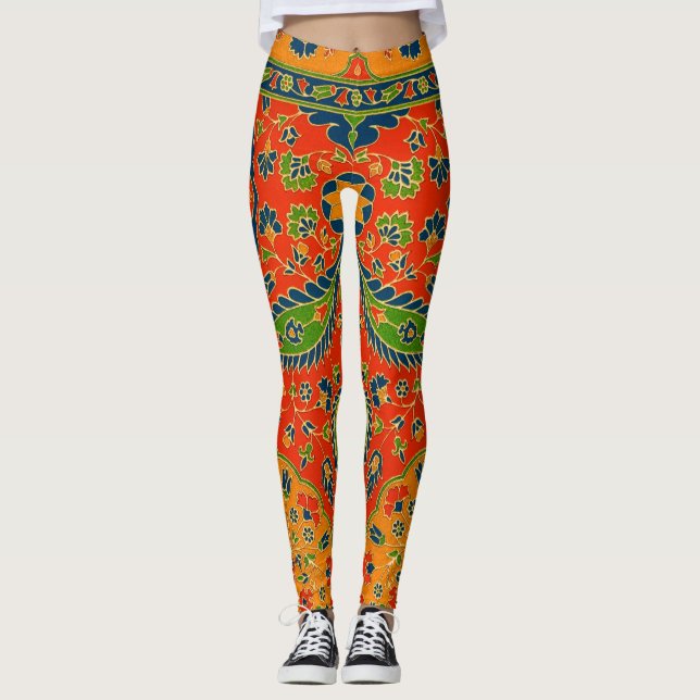 Decorative Persian Floral Print Leggings (Front)
