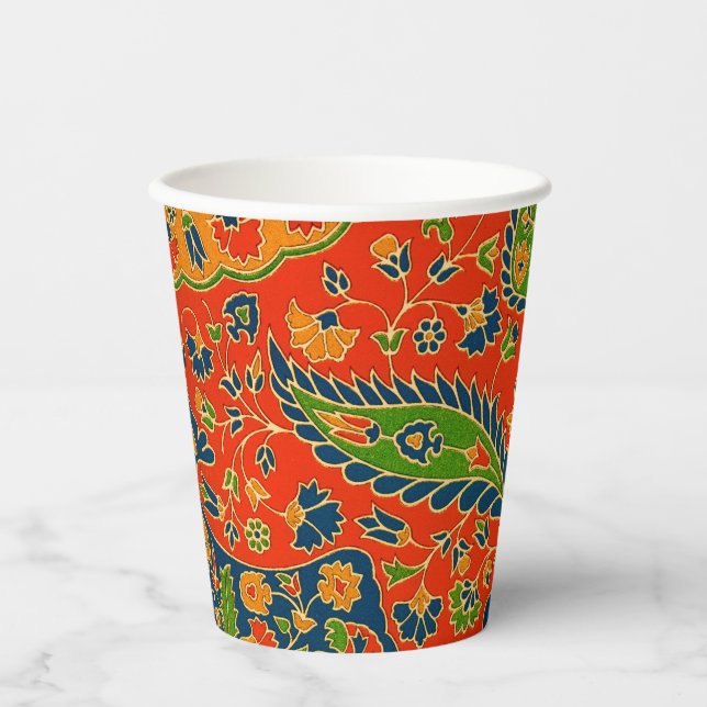 Decorative Persian Floral Print Paper Cups (Front)