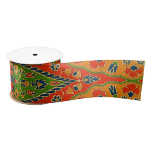 Decorative Persian Floral Print Satin Ribbon