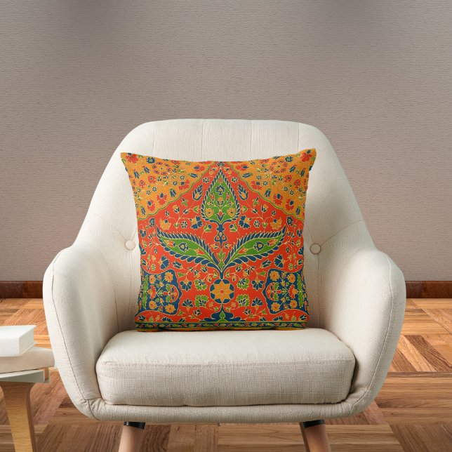 Decorative Persian Floral Print Throw Pillow (Creator Uploaded)