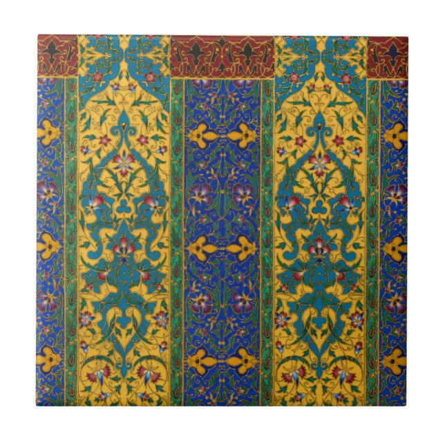 Decorative Persian Intricate Floral Pattern Ceramic Tile (Front)