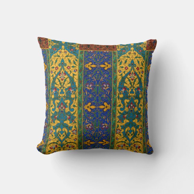 Decorative Persian Intricate Floral Pattern Throw Pillow (Front)