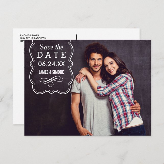 Decorative Photo Overlay Wedding Save the Date Announcement Postcard (Front/Back)