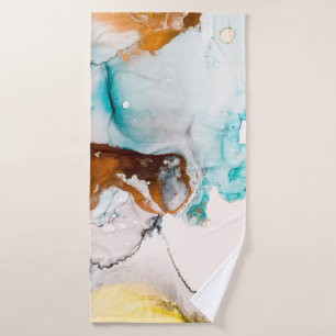 Decorative Picture. Decorative Paint. Alcohol Ink  Bath Towel