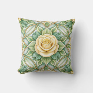 Decorative pillow with a yellow rose