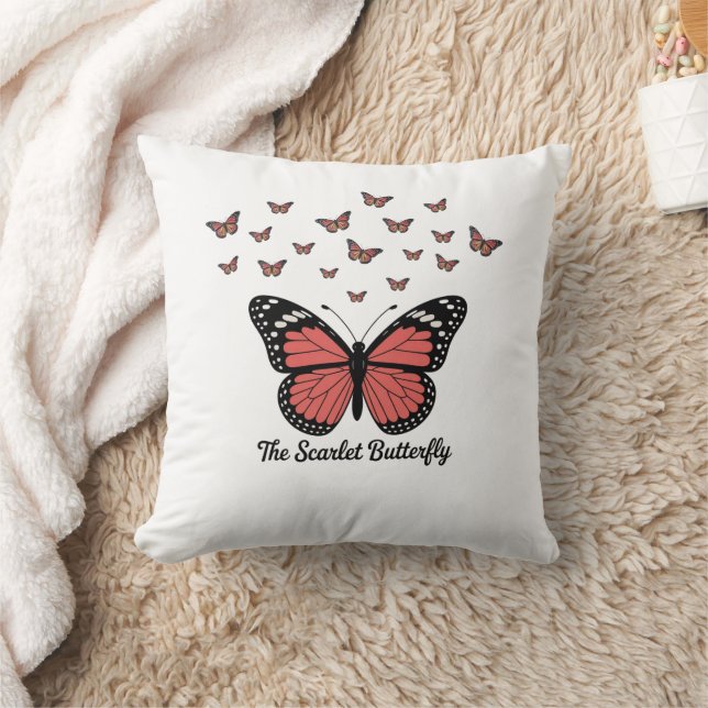 Decorative pillow with crimson Butterfly (Blanket)