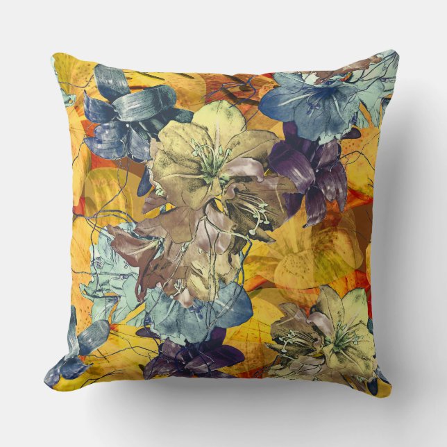 Decorative pillow with floral painting. (Front)