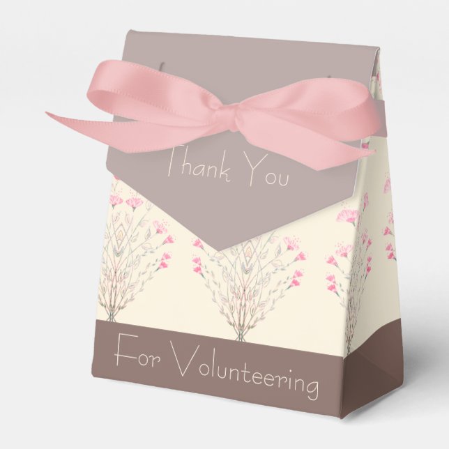 Decorative Pink and Cream With Brown  Favor Boxes (Front Side)