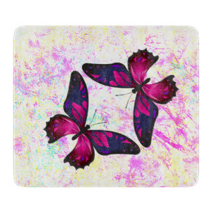 Decorative Pink and Violet Colorful Butterflies Cutting Board