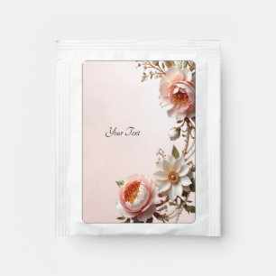 Decorative Pink and White Flowers Tea Bag Drink Mix