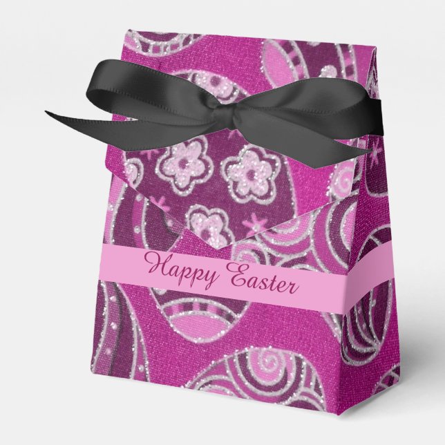 Decorative Pink Easter Eggs Favor Box (Front Side)