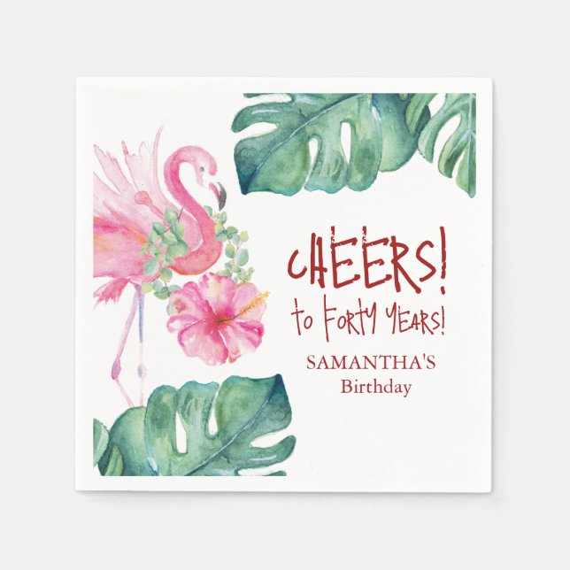 Decorative Pink Flamingo Paper Napkins (Front)