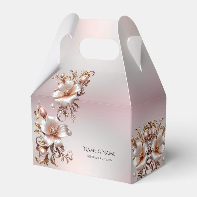 Decorative Pink Floral Favor Box (Front Side)