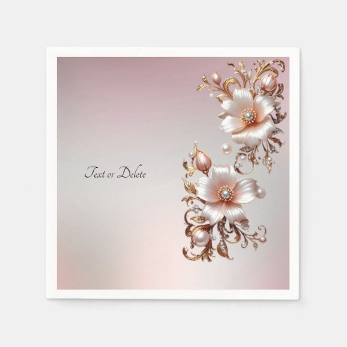 Decorative Pink Floral Flowers Napkins