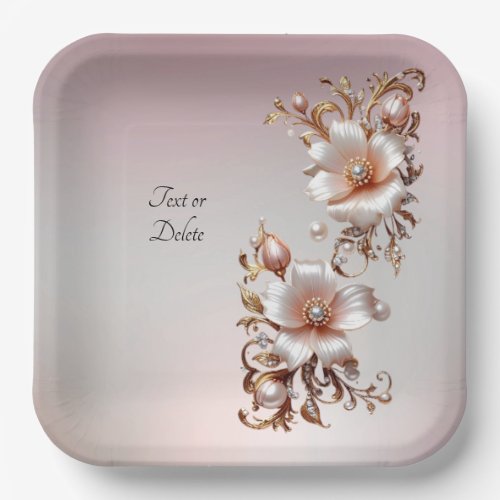 Decorative Pink Floral Paper Plate