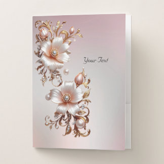 Decorative Pink Floral Pocket Folder