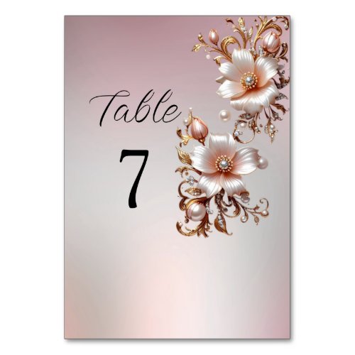 Decorative Pink Floral Table Number