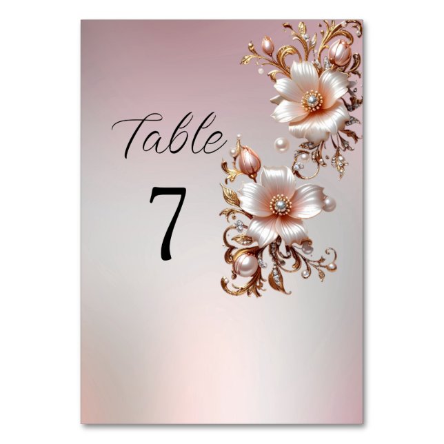 Decorative Pink Floral Table Number (Front)