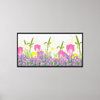 decorative pink flowers canvas print