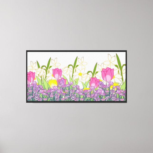 decorative pink flowers canvas print (Front)