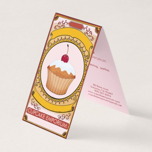 Decorative Pink Gold Cupcake Logo Cupcake Maker Business Card