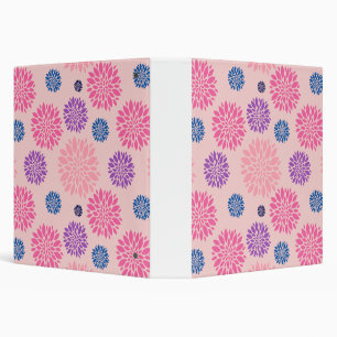 Decorative Pink Purple and Blue Floral Pattern 3 Ring Binder