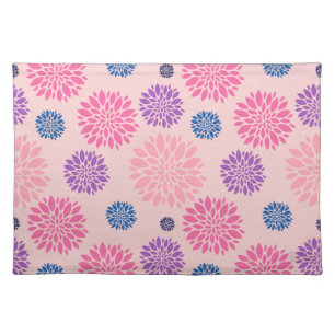 Decorative Pink Purple and Blue Floral Pattern Cloth Placemat