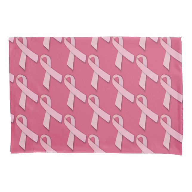 Decorative Pink Ribbon Tiled Pattern Pillow Case (Front)