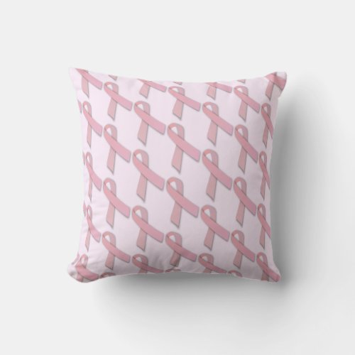 Decorative Pink Ribbons Breast Cancer Awareness Throw Pillow