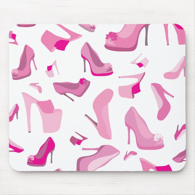 Decorative pink shoe template mouse pad (Front)