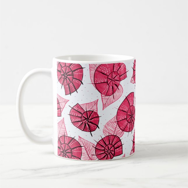 Decorative Pink Snails Nature Lover Coffee Mug (Left)