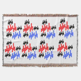 decorative pixel red and blue bedspread; throw blanket
