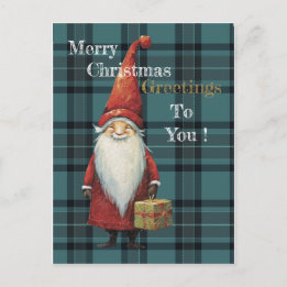  Decorative Plaid Christmas Holiday Postcard