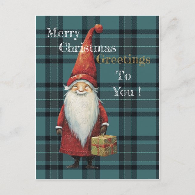  Decorative Plaid Christmas Holiday Postcard (Front)